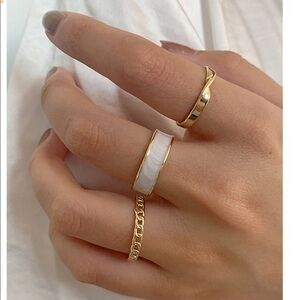 💋 3pcs Chain Decor cuff Ring